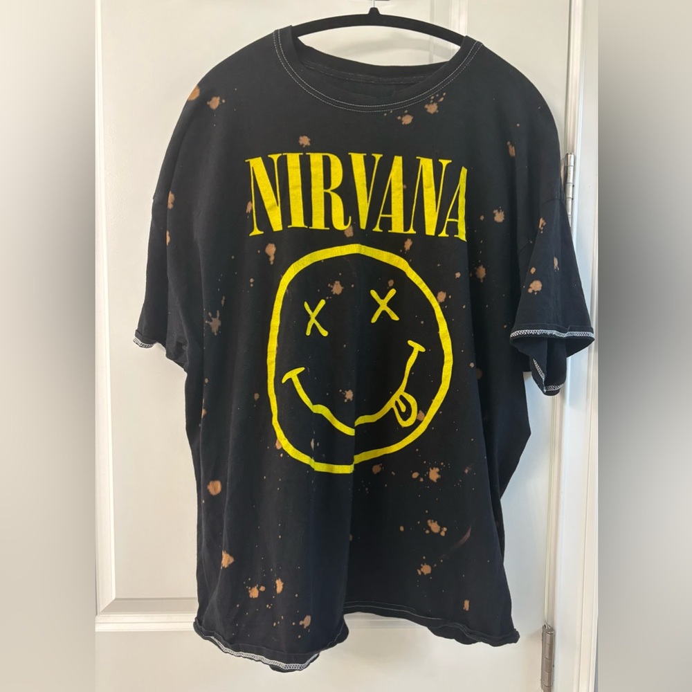 NIRVANA Men Black 100% Cotton T-Shirt Size XXL